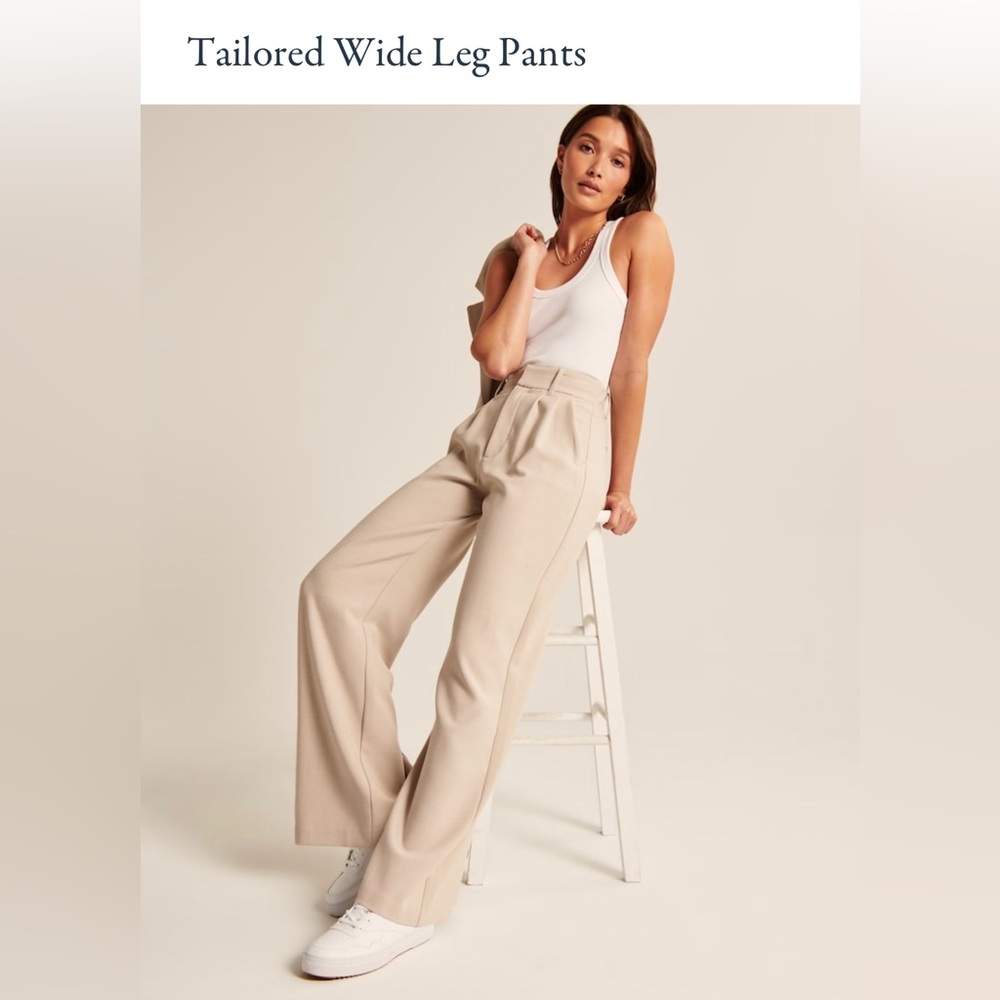 NWT Abercrombie Tailored Wide Leg pant - Beige